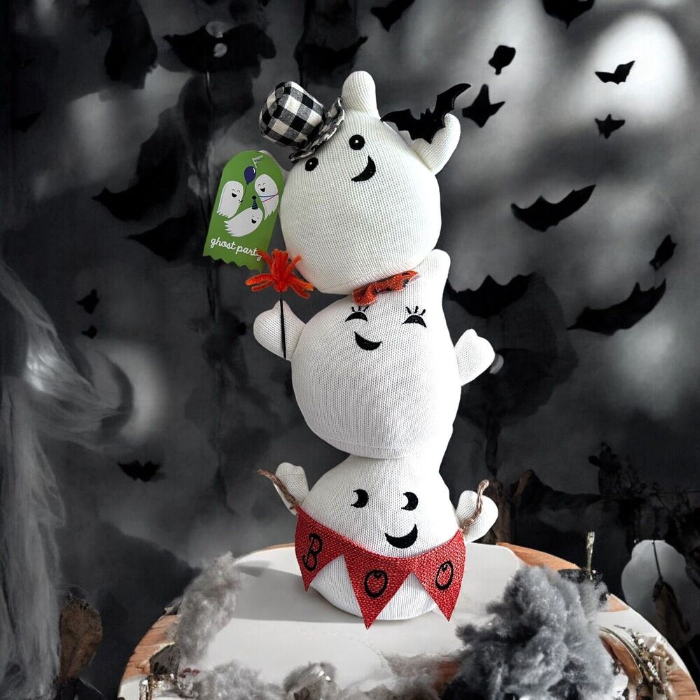 Stacked 3 Tier Ghost Totem GHOST PARTY Plush Figure Weighted  Embroidered NEW